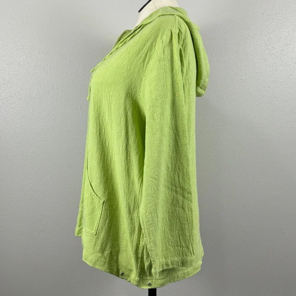 CJ Banks Baja Hoodi Womens Size 1X Yellow Greene Long Sleeve Pullover Cotton - Picture 2 of 16